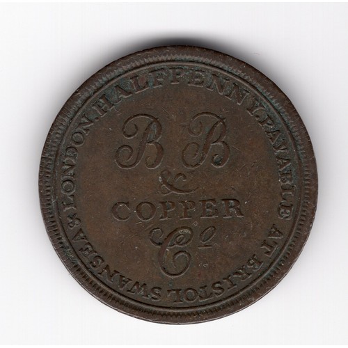 225 - 1811 Bristol Brass and copper Co arms ½ penny token