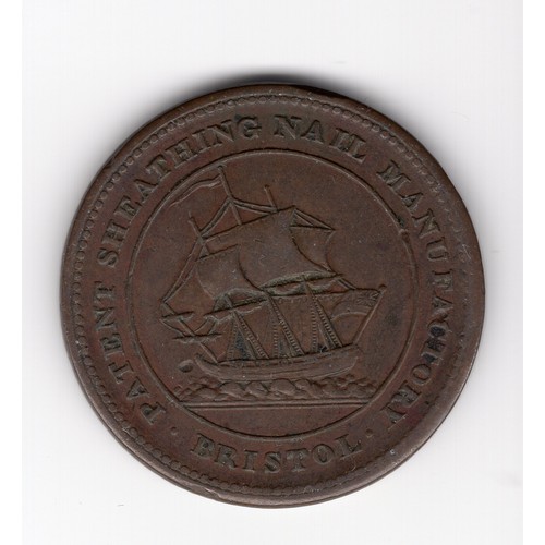 233 - 1811 Bristol Patent sheathing nail manufactory 1 pence token