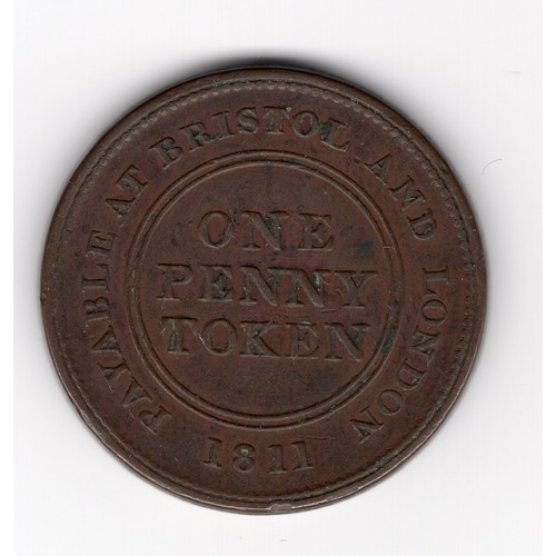 233 - 1811 Bristol Patent sheathing nail manufactory 1 pence token