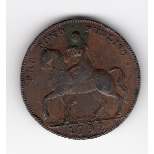 236 - 1792 Coventry ½ penny token with Lady Godiva obverse & elephant and castle reverse - has slight 'bum... 