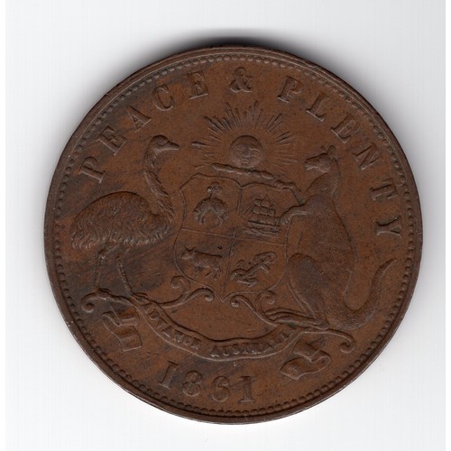 238 - 1861 Australia : Melbourne Robert Hyde & Co 1 pence token