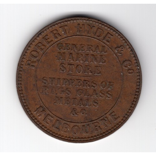 238 - 1861 Australia : Melbourne Robert Hyde & Co 1 pence token