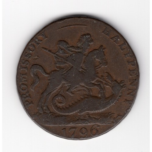 244 - 1796 Portsea ½ penny token with St George and dragon obverse