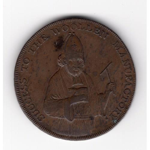 245 - 1792 Exeter ½ penny token with 'Payable at the warehouse of Samuel Kingdon' edge