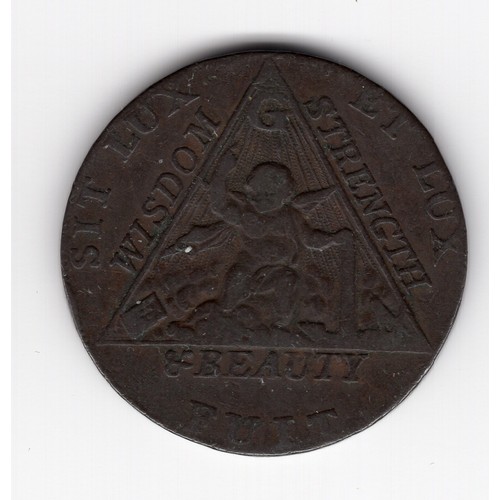 247 - 1790 Middlesex Freemasons ½ penny token with masonic edge