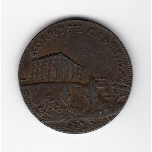 250 - 1794 Norwich ½ penny token with castle obverse & fleece reverse and 'Richard Bacon Cockey Lane' edge