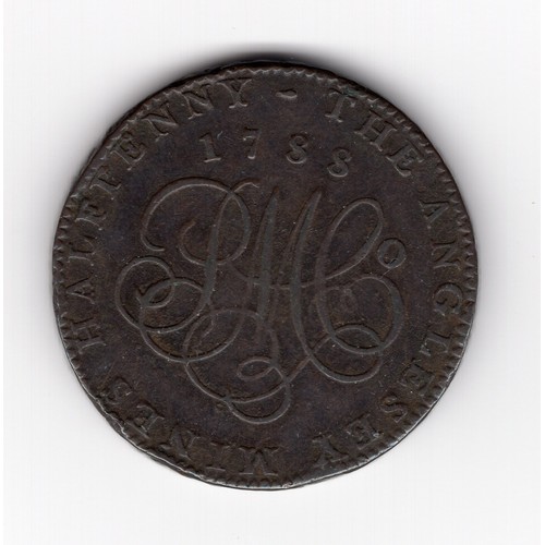 251 - 1788 Anglesey ½ penny token with 25 acorns