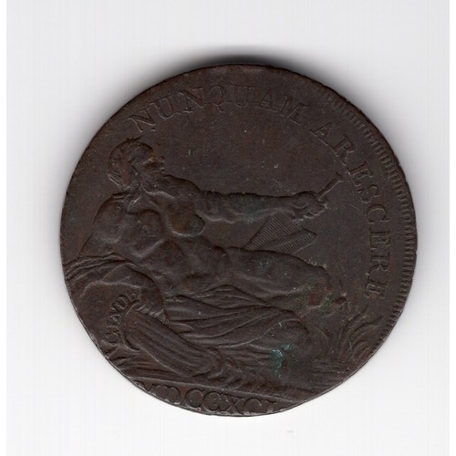 258 - 1795 Glasgow ½ penny token with recumbent river god with Clyde pitcher (Nunquam Arescere = Never dry... 