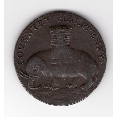 260 - 1792 Coventry ½ penny token with Lady Godiva obverse & elephant and castle reverse and 'Payable at t... 