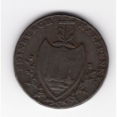 261 - 1791 Edinburgh St Andrew ½ penny token with 'Payable at the warehouse of Tho & Alexr Hutchison' edge