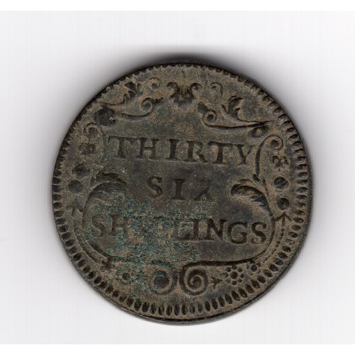 284 - 18th century GB 36 shilling coin weight used for Portuguese 4 escudos (joe) gold coin - 14.3g