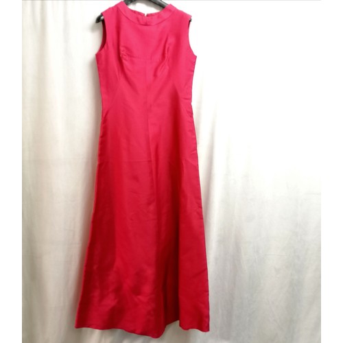 C.1960's Nora Bradley magenta silk sleeveless long dress, size 38, in ...