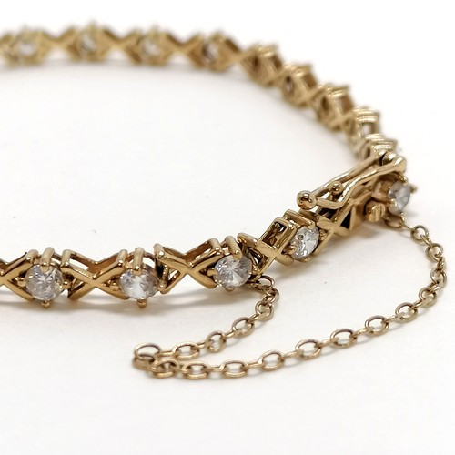 201 - 9ct marked gold white stone set bracelet - 6.3g total weight