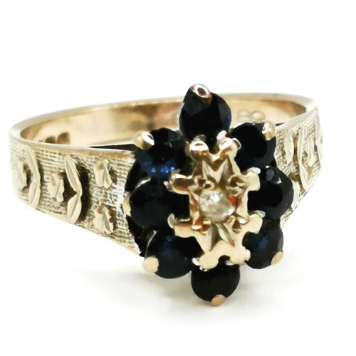 160 - 18ct hallmarked white gold sapphire (8) & diamond ring - size M½ & 4.5g total weight