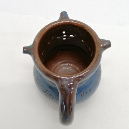 32 - 1903 (dated) C H Brannam Barum pottery puzzle jug with fish decoration & inscribed Rd 44561 ~ 13cm h... 