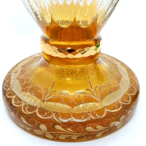 3 - Impressive antique Bohemian amber vase with gilded decoration - 51cm high & diameter to top 19cm ~ i... 