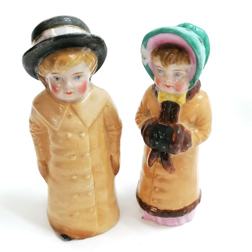 14 - Kate Greenaway salt / pepper shakers (11cm high & have chips), qty of Staffordshire figures inc pair... 