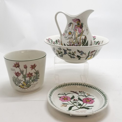 18 - Portmeirion Botanic Garden washbowl / jug + plate (22cm diameter) t/w Wedgwood florabunda planter (1... 