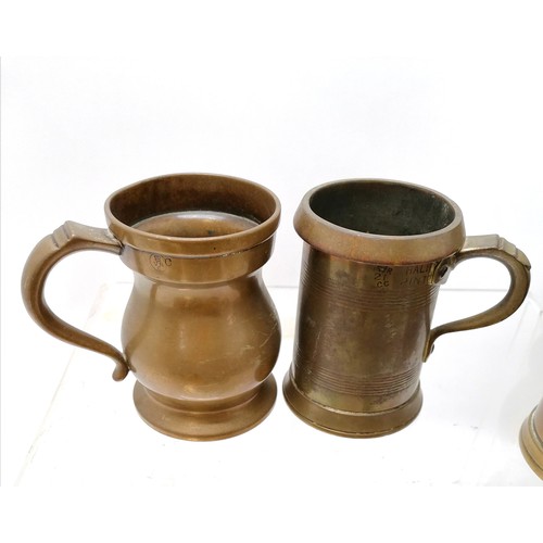 25 - Collection (22) of antique bronze measures inc pint, quart, ½ gill etc + pewter tankard & quart meas... 