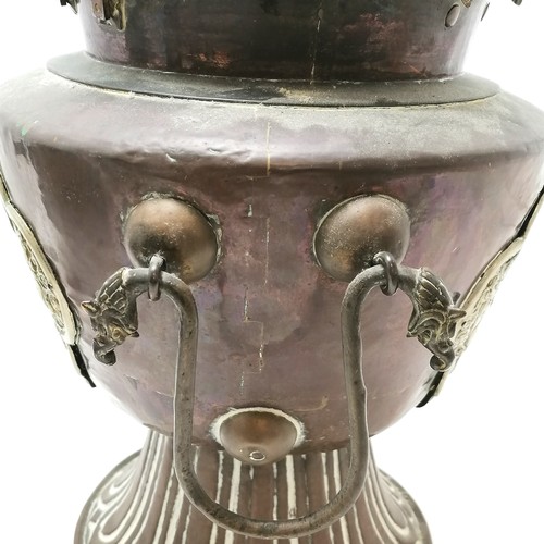 26 - 19th century sino-tibetan / chinese kettle on brazier stand with dragon handle detail to pot - 54cm ... 