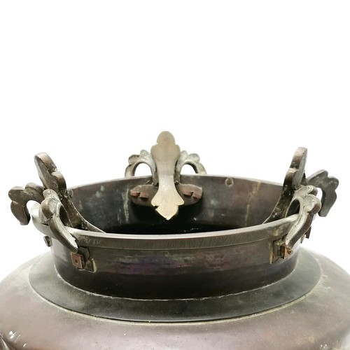 26 - 19th century sino-tibetan / chinese kettle on brazier stand with dragon handle detail to pot - 54cm ... 