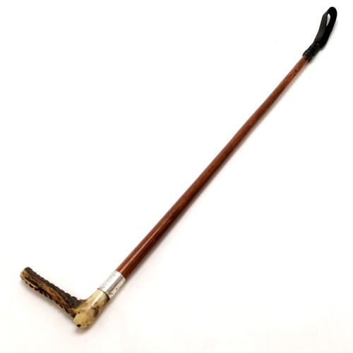 32 - Antique riding crop with silver collar - 79cm