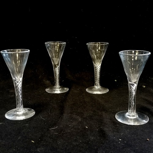 50 - 4 x twist stem liqueur glasses - 11cm high & 5cm footrim