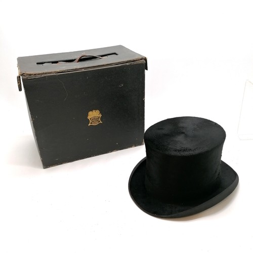 57 - Silk top hat by Lincoln Bennett & Co, Burlington Gardens, Old Bond St, London in original carry box ... 