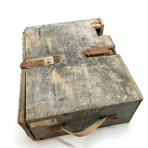 69 - WWII (1944 dated) German hand grenade munitions box - 35cm x 43cm x 16cm ~ has had section cut out o... 