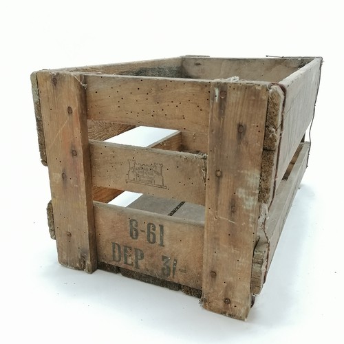 70 - Seymours Sherborne 1961 dated wooden crate - 40cm x 25cm x 22cm ~ has old worm damage