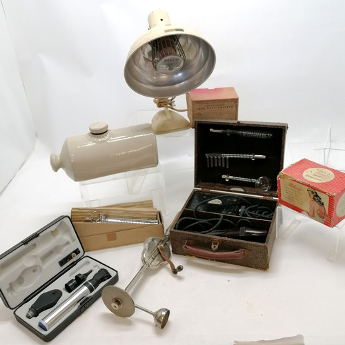 117 - Pifco heat lamp, Rogers vitalator, oral syringe, massager etc