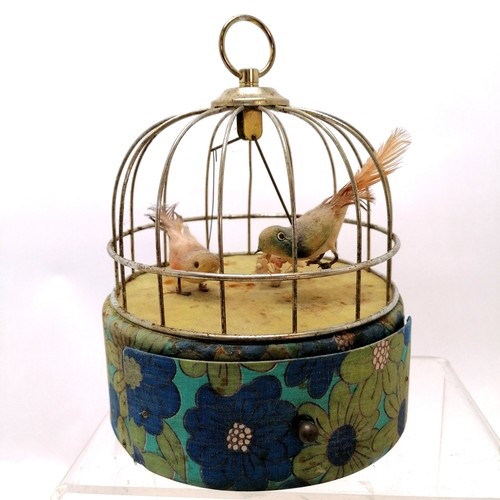 123 - Vintage musical bird cage jewellery box in original box ~ working & age related marks