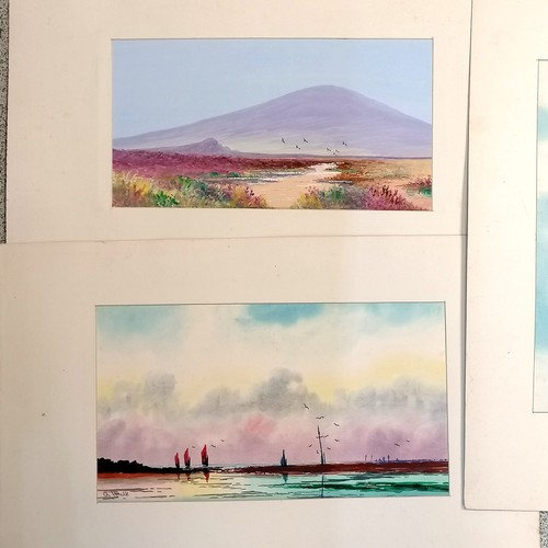 137 - 6 x mounted watercolours of Devon scenes - 4 are signed A Hulk ~ 50cm x 32cm