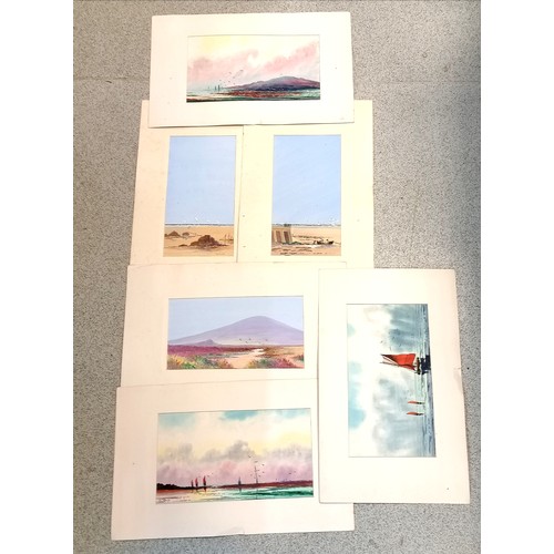 137 - 6 x mounted watercolours of Devon scenes - 4 are signed A Hulk ~ 50cm x 32cm