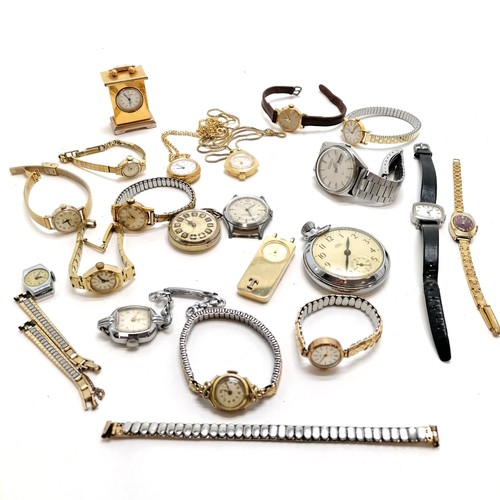 207 - Qty of mostly mechanical ladies watches t/w gents quartz Seiko, Rodos, Smith's empire pocket watch e... 