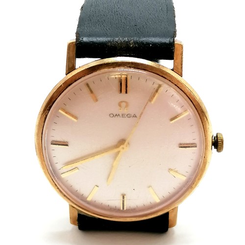 211 - Omega 9ct gold cased gents mechanical wristwatch (1965 dedication to back) - 32mm case & running - p... 