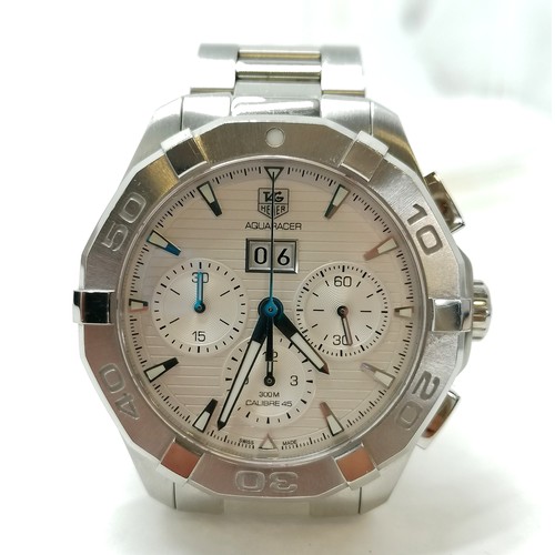 216 - Tag Heuer gents automatic chronograph aqua racer wristwatch #CAY211Y on original stainless steel bra... 