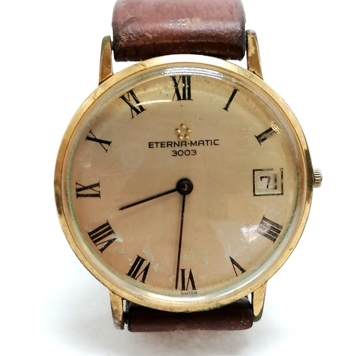 226 - Eterna-Matic 3003 automatic gents wristwatch (34mm case) with gold plated front & stainless steel ba... 