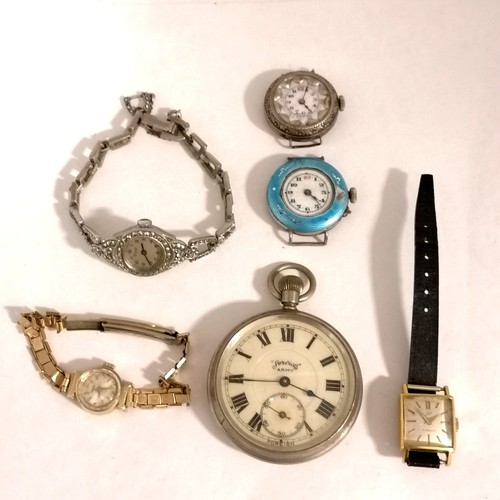 230 - 5 x ladies vintage wristwatches inc marcasite, seiko etc t/w services army pocket watch - all for sp... 