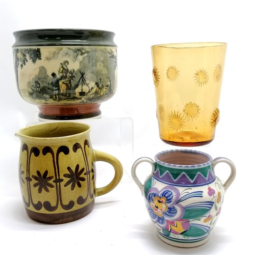 31 - Upsala-ekeby Swedish jug (15.5cm), Royal Doulton jardiniere - the gypsies (21cm diameter and has som... 