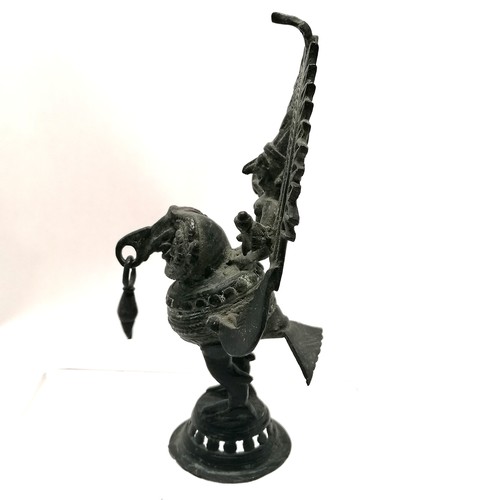58 - Antique bronze seated deity with 4 arms (14cm), Egyptian bronze ibis, African figure, Indian brass s... 