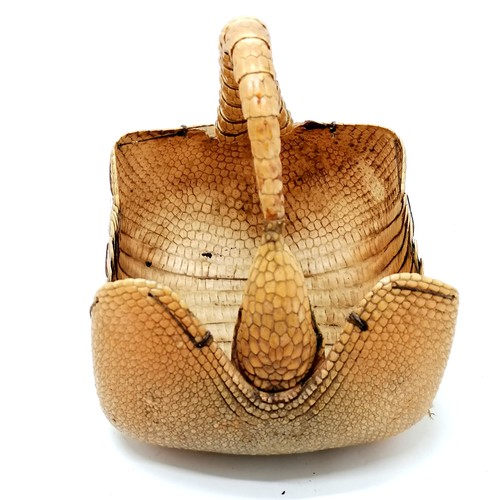 78 - Antique 9 banded armadillo basket - 23cm across & 22cm high ~ slight loss otherwise in good used con... 