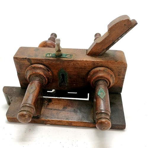 96 - Antique wooden Marples and sons moulding plane 23cm long T/W a box of associated blades