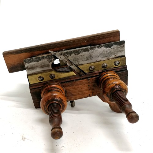 96 - Antique wooden Marples and sons moulding plane 23cm long T/W a box of associated blades