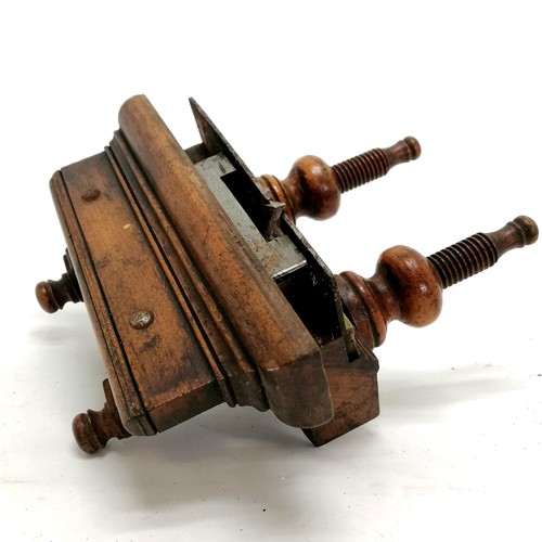 96 - Antique wooden Marples and sons moulding plane 23cm long T/W a box of associated blades