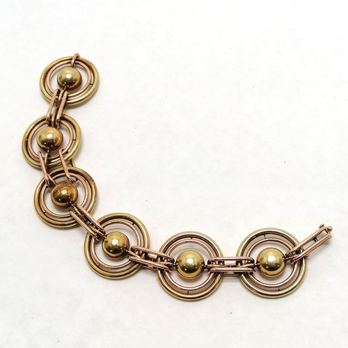 115 - 14ct (marked 14k US) fancy link designer bracelet with hidden catch in 2 tone gold - 20cm long & 47.... 