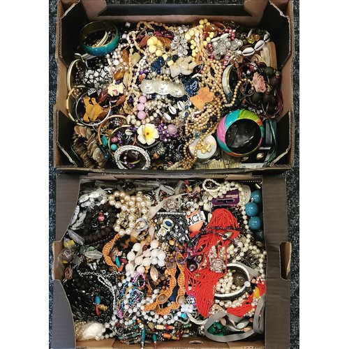 151 - 2 boxes of costume jewellery inc teddy bear brooches, necklaces, bangles etc - SOLD ON BEHALF OF THE... 