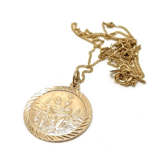 173 - 9ct hallmarked gold St Christopher (with inscription on reverse) on 9ct gold 42cm chain - 2g - SOLD ... 