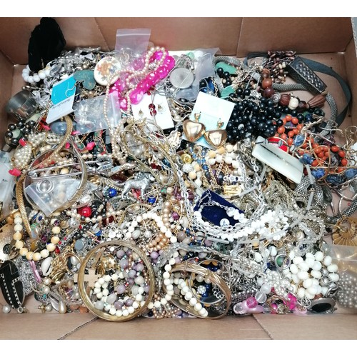 195 - Large box of costume jewellery inc heart earrings, dog pendant etc