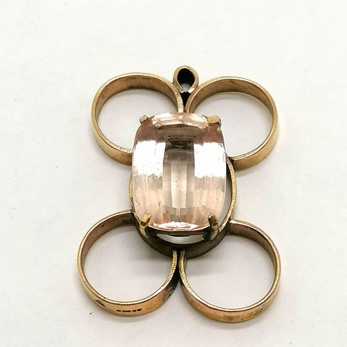 238 - 9ct hallmarked gold large stone designer pendant - 4.2cm drop & 12.8g total weight - SOLD ON BEHALF ... 